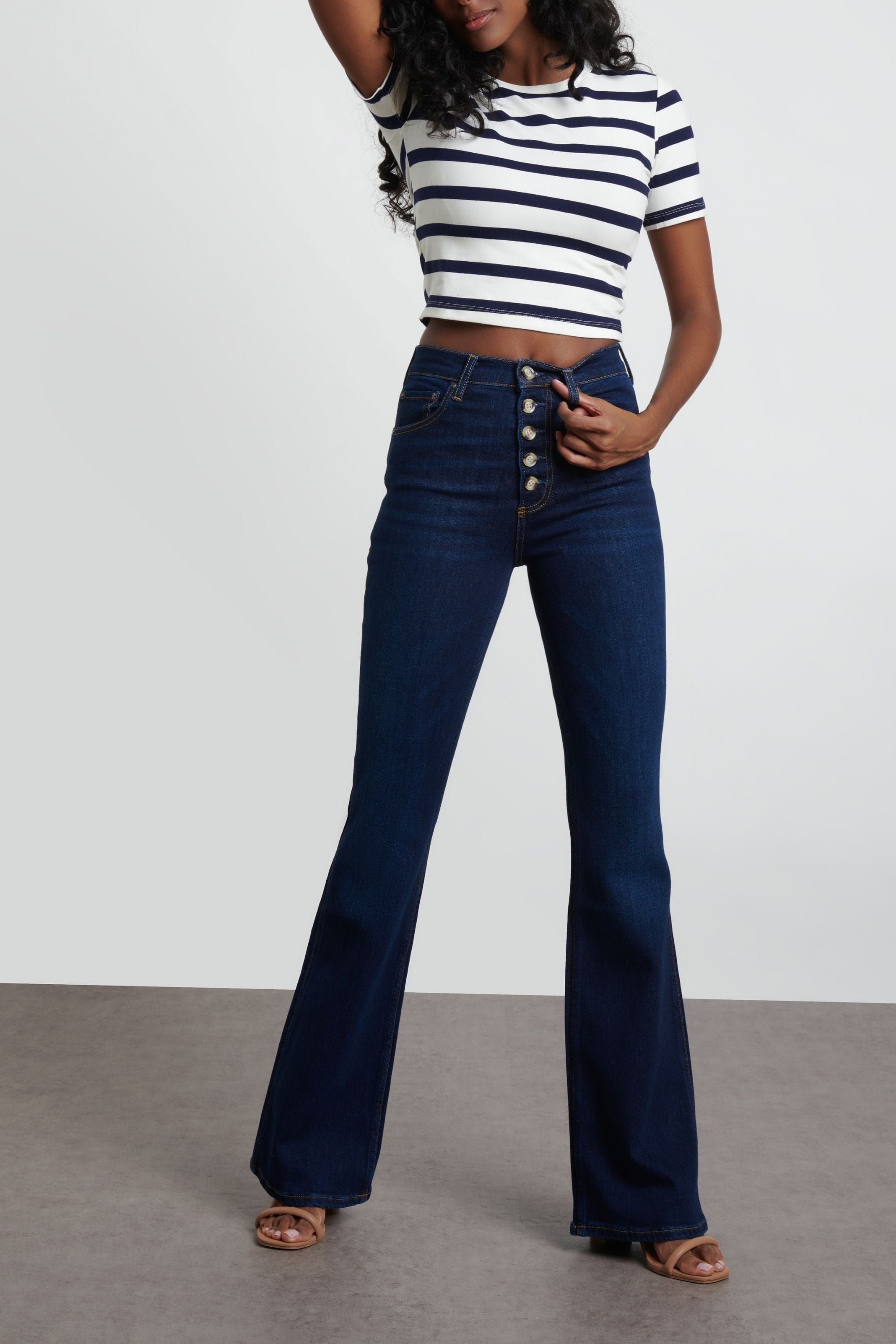 Button Down Bell Bottom Jeans, Bell Bottom Jeans Woman, High Waisted Jeans,  -  Israel