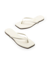 TKEES HKDI Inc. TKEES - Square Toe Lily Cream Flip Flops