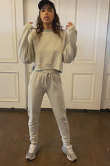 The Joni | Pearl Gray - Cool To Care is a zero-waste classic, staple crew neck sweatshirt is made with OCS Certified Organic Cotton and REFIBRA™ Technology. Sustainably Made by Boyish Jeans. 